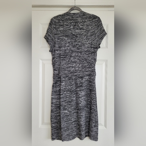 ANTHRO Maeve Black Spacedye Knit Faux Wrap Dress - Size Lg - Picture 2 of 7